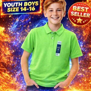 Faded Glory Lime Green Polo Little Boy's Size 14-16 Will also fit Women's Size S
